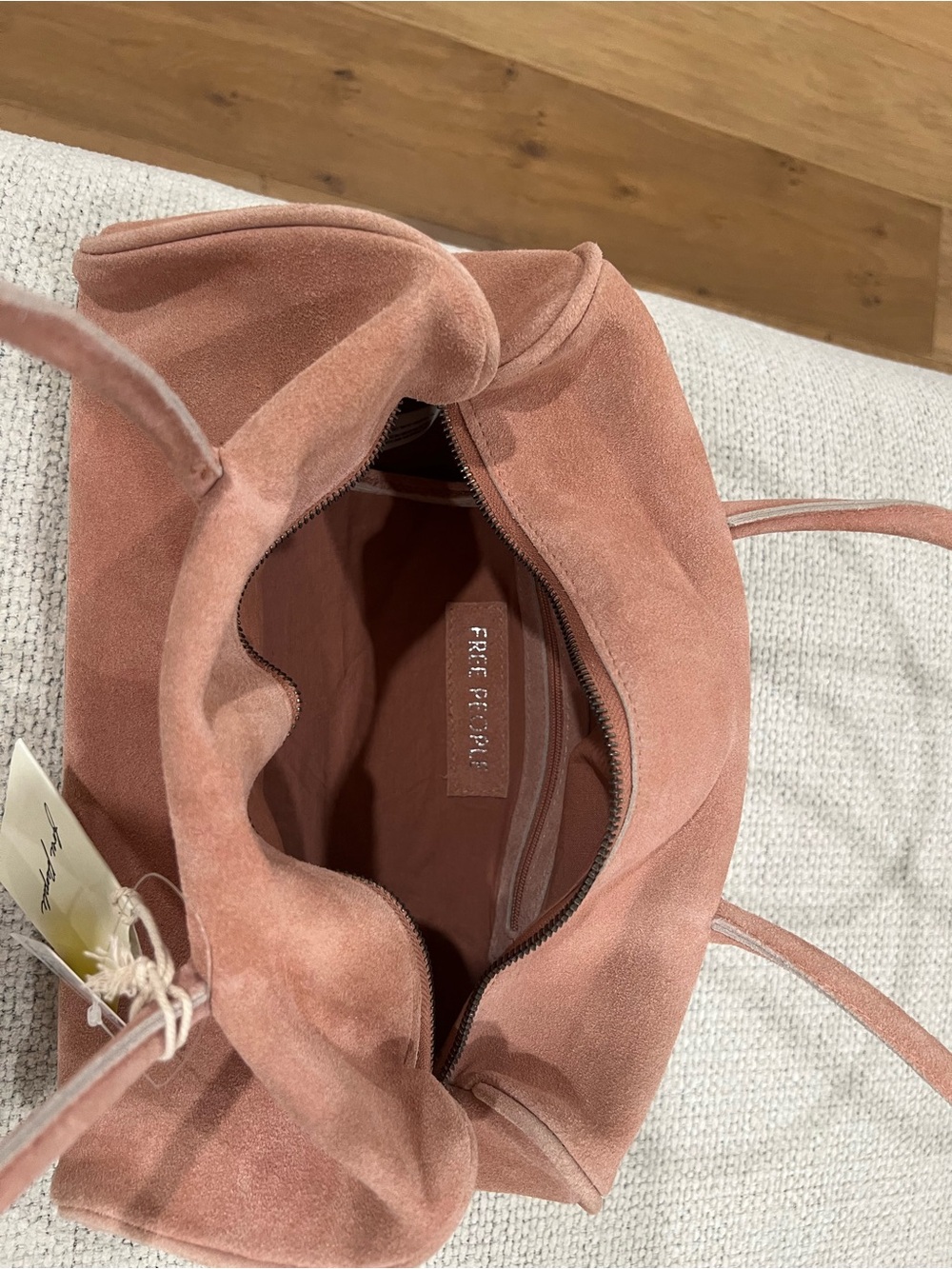 Free People Suede Shoulder Bag in Dusty Pink - Picture 3 of 4